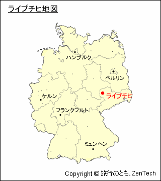 ドイツにおけるライプチヒの位置地図