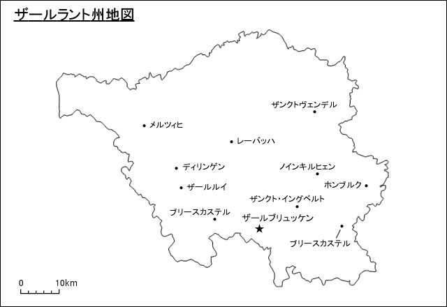 ザールラント州地図