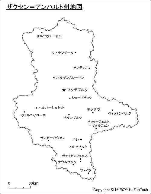 ザクセン=アンハルト州地図 ザクセン=アンハルト州地図