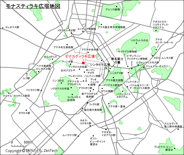 モナスティラキ広場地図