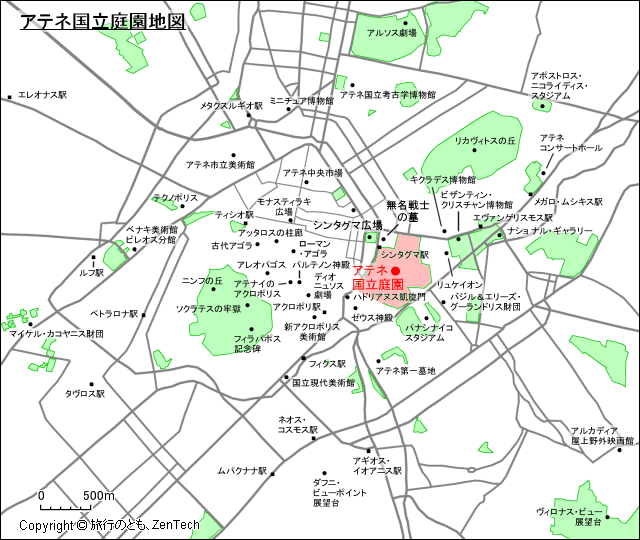 アテネ国立庭園地図