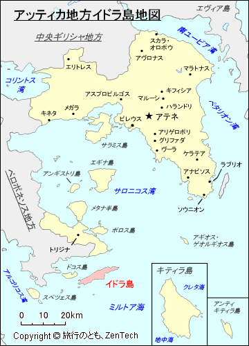 アッティカ地方イドラ島地図