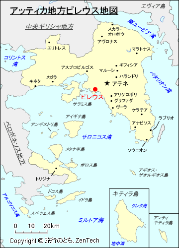 アッティカ地方ピレウス地図