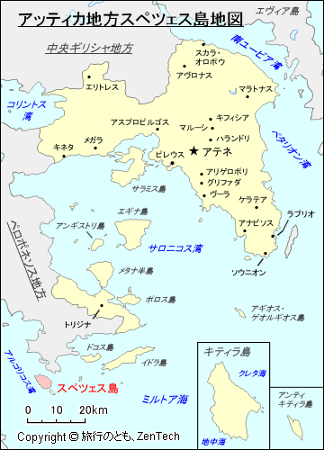 アッティカ地方スペツェス島地図