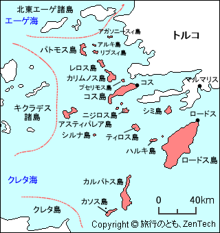 ドデカネス諸島の地図