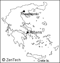 主要都市名入りギリシャ白地図