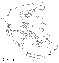 国境線と海岸線のみギリシャ白地図