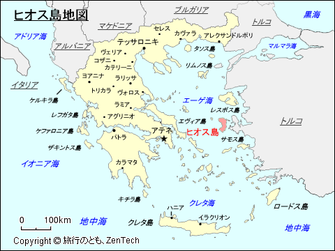 ヒオス島地図