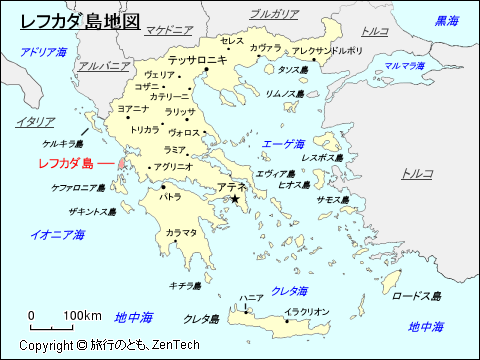 レフカダ島地図