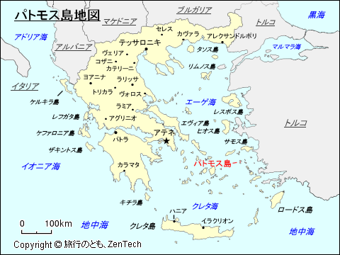 パトモス島地図
