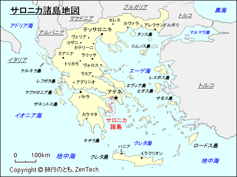 ギリシャにおけるサロニカ諸島地図