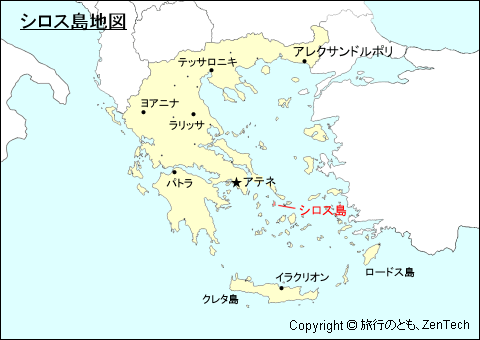 ギリシャにおけるシロス島地図