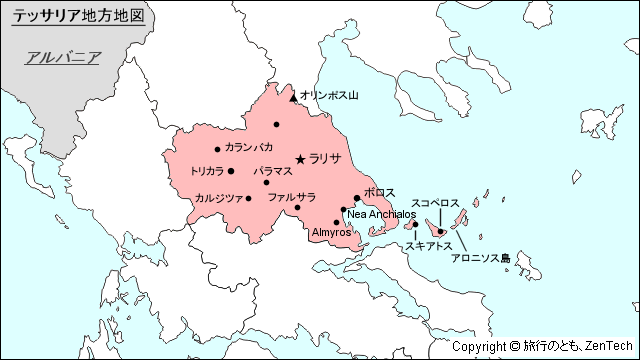 テッサリア地方地図 テッサリア地方地図