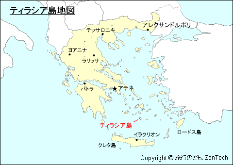 ギリシャにおけるティラシア島地図