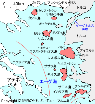 北東エーゲ諸島の地図