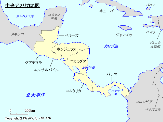 中央アメリカ地図