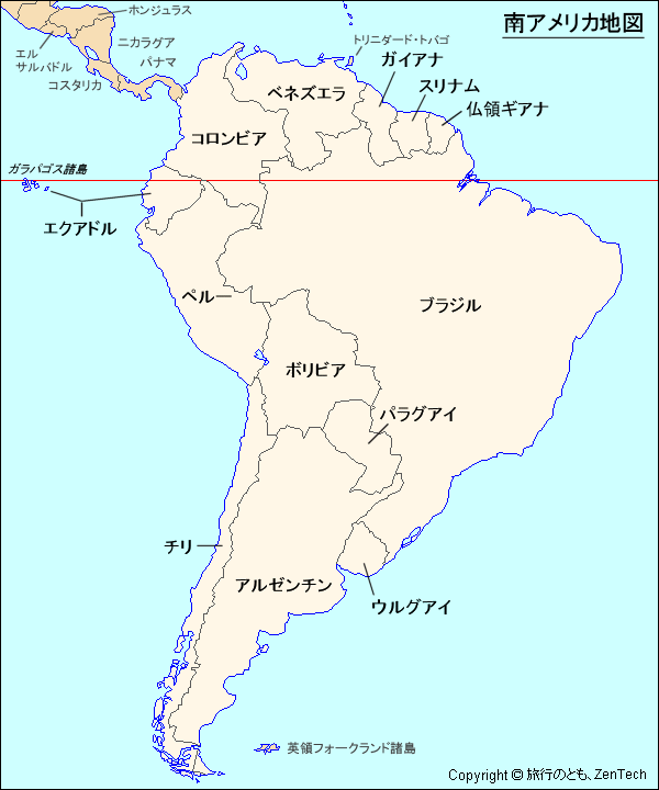 南アメリカ地図