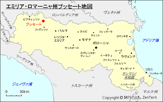 エミリア・ロマーニャ州ブッセート地図