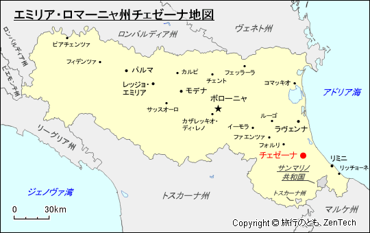 エミリア・ロマーニャ州チェゼーナ地図