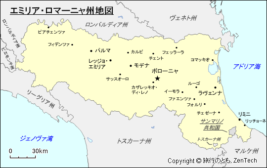 エミリア・ロマーニャ州地図