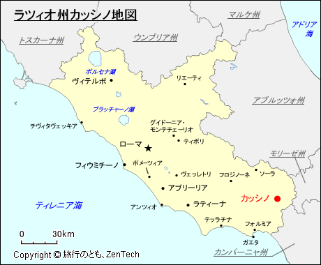 ラツィオ州カッシノ地図