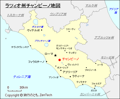 ラツィオ州チャンピーノ地図