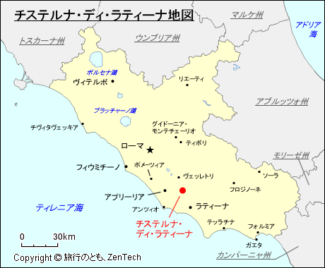ラツィオ州チステルナ・ディ・ラティーナ地図