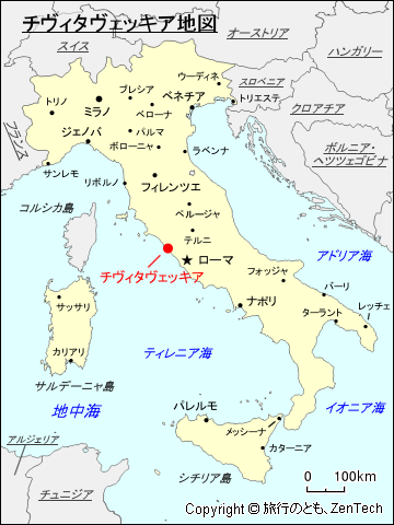 イタリアにおけるチヴィタヴェッキア地図