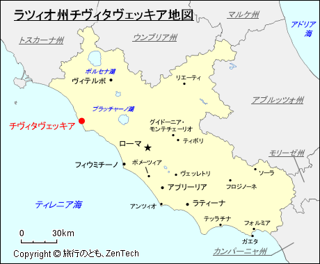 ラツィオ州チヴィタヴェッキア地図