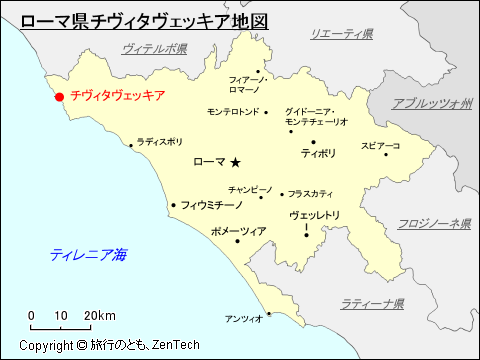 ローマ県チヴィタヴェッキア地図