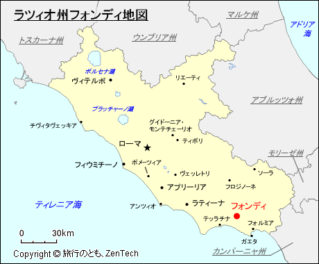 ラツィオ州フォンディ地図