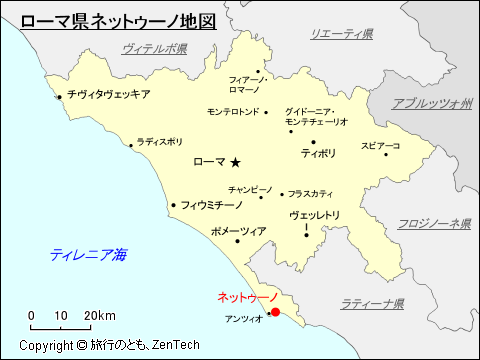 ローマ県ネットゥーノ地図