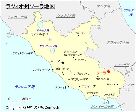 ラツィオ州ソーラ地図