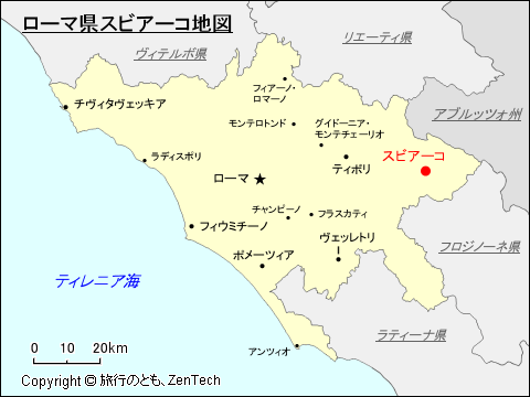 ローマ県スビアーコ地図