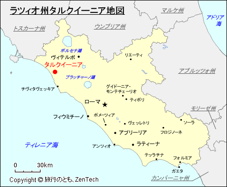 ラツィオ州タルクイーニア地図