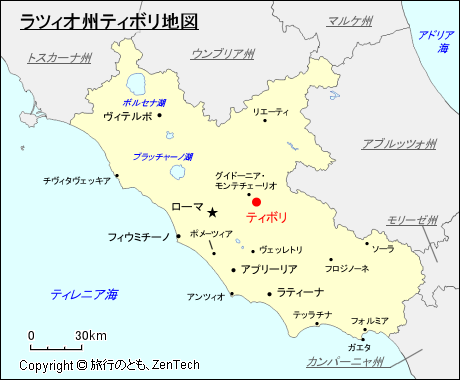 ラツィオ州ティボリ地図