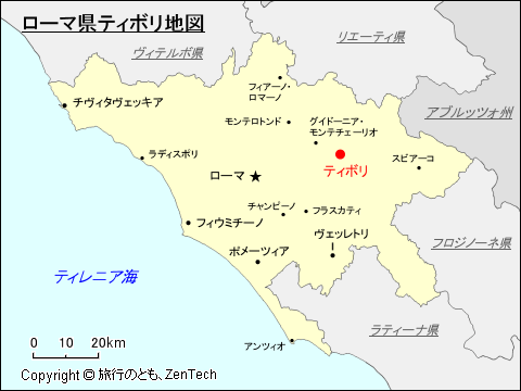 ローマ県ティボリ地図