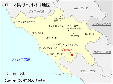 ローマ県ヴェッレトリ地図