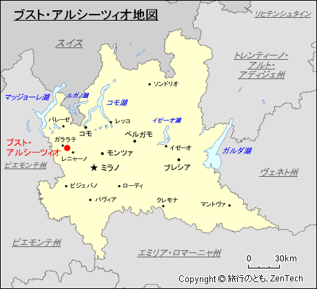 ロンバルディア州ブスト・アルシーツィオ地図