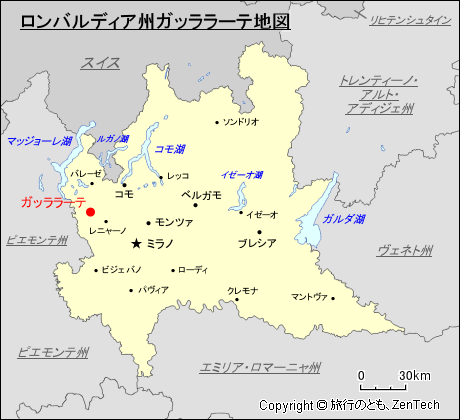 ロンバルディア州ガッララーテ地図