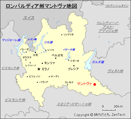 ロンバルディア州マントヴァ地図