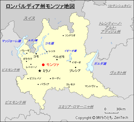 ロンバルディア州モンツァ地図