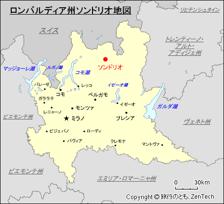 ロンバルディア州ソンドリオ地図