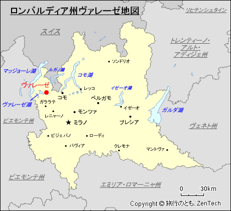 ロンバルディア州ヴァレーゼ地図