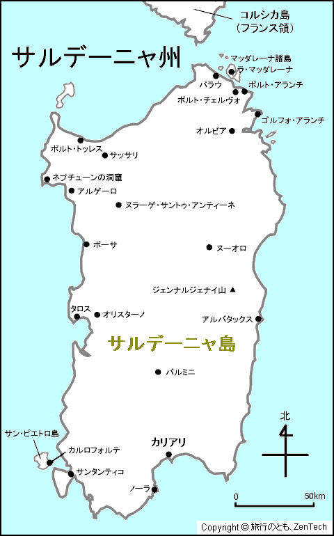 サルデーニャ州地図