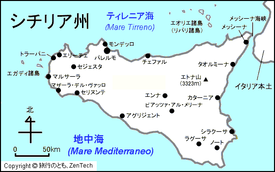 シチリア州地図