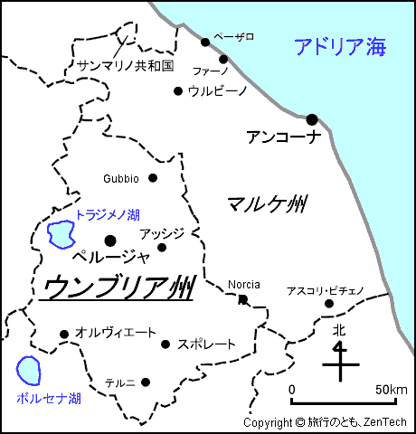 ウンブリア州地図