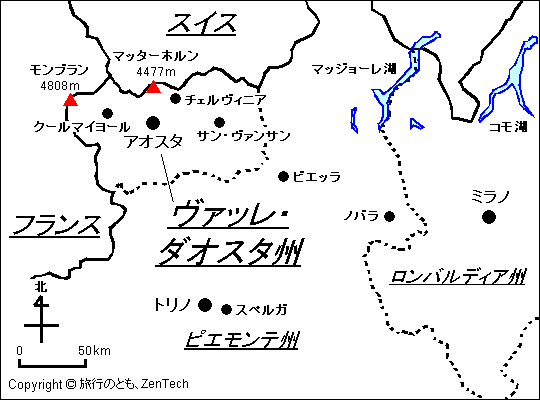 ヴァッレ・ダオスタ州地図