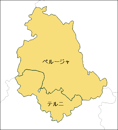 ウンブリア州の県区分地図