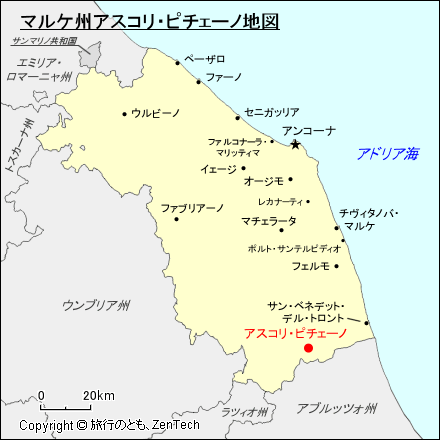 マルケ州アスコリ・ピチェーノ地図